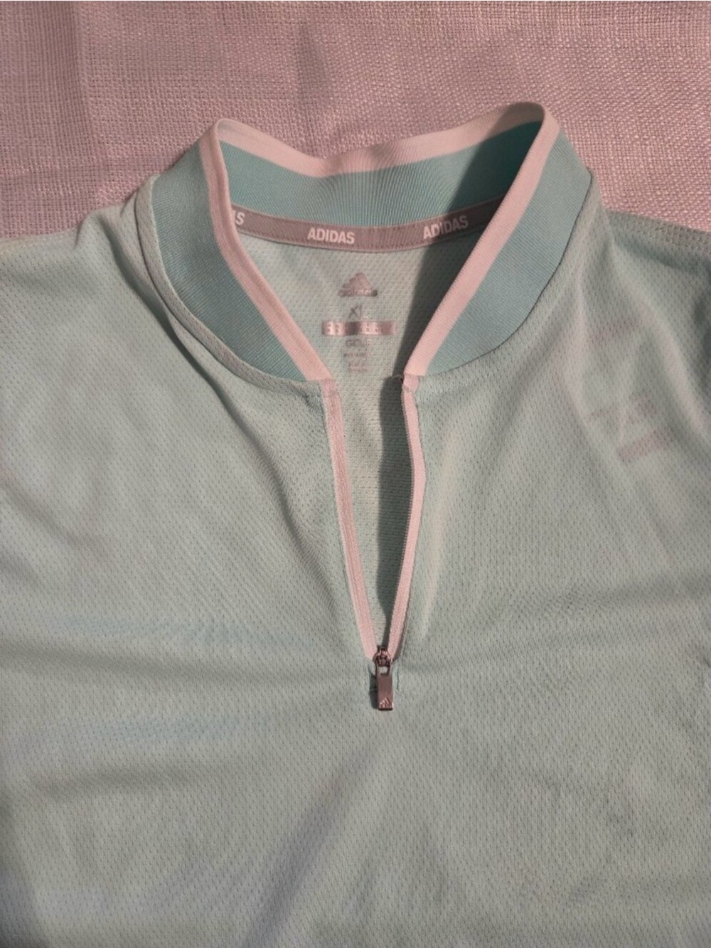 adidas Mint Green Sleeveless Zip-Front Golf Polo - Picture 2 of 3